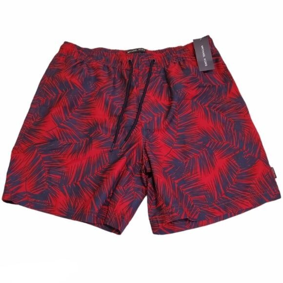 Michael Kors men's shorts mesh lined Swim trunks Red Size Medium drawstring nwt - Picture 1 of 10